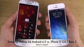 Samsung Galaxy S4 Android 4.3 iPhone 5 iOS 7 Beta 3 hız testi