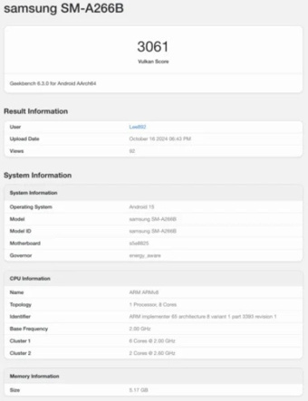 Galaxy A26 Modeli Biraz Güçlü Bir Exynos İşlemciyle Göründü - Resim : 1