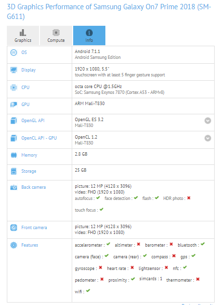 Galaxy On7 Prime (2018) özellikleri testlerde ortaya çıktı - Resim : 1