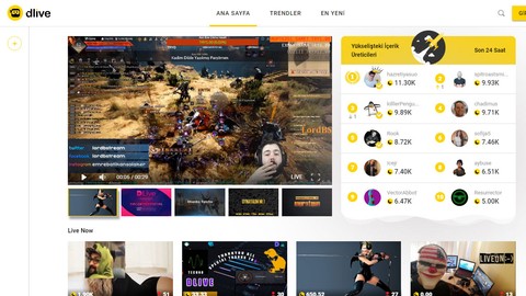 Blockchain'e özel canlı yayın platformu: DLive