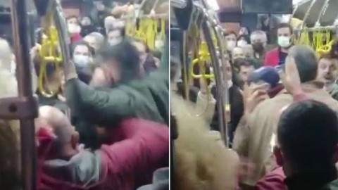 Otobüste çıkan kavganın görüntüleri viral oldu