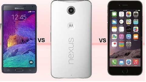 Nexus 6 ve diğer üst seviye telefonlar boyut karşılaştırması