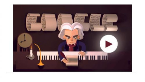 Google Beethowev'ın 245. yaş gününü doodle ile kutluyor