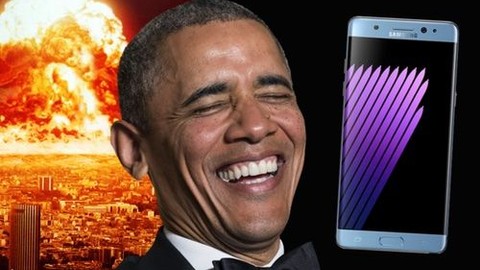 Obama, Galaxy Note 7 ile dalga geçti