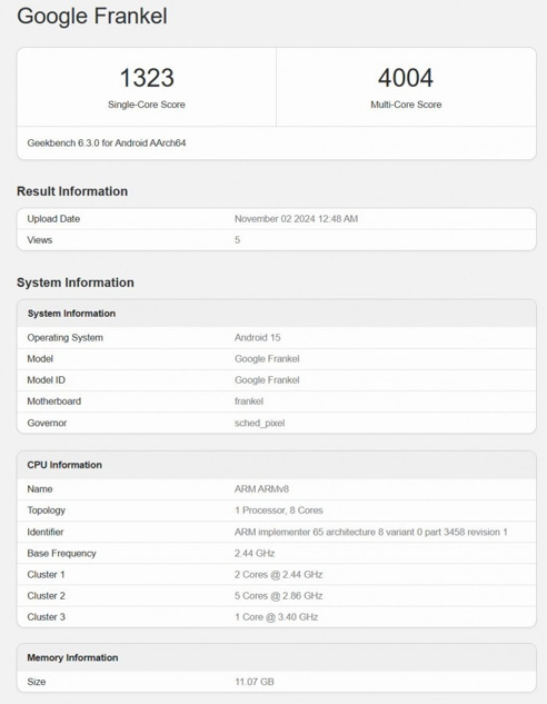 Gizemli Bir Google İşlemcisi GeekBench Üzerinde Göründü - Resim : 1