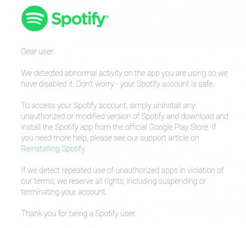 Spotify, korsan sürümleri engellemeye başladı! - Resim : 1