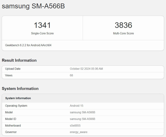 Samsung Galaxy A56 Geekbench Üzerinde Sızdırıldı - Resim : 1