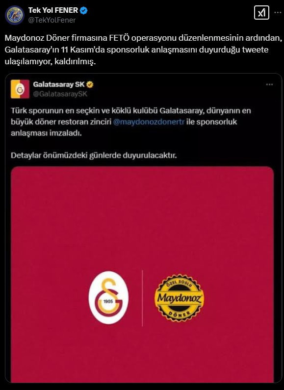Maydonoz döner fetö operasyonuyla güne uyanınca Galatasaray paylaşım mı sildi, şok iddia - Resim : 1