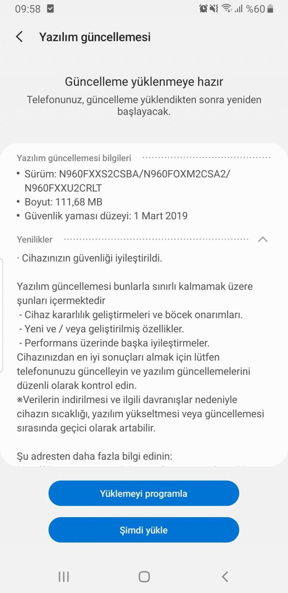 Galaxy Note 9 güncellemesi Türkiye'de! - Resim : 1