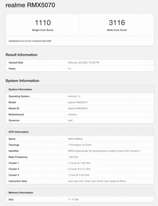 Realme P3 Geekbench testinde görüldü, işte işlemcisi - Resim : 1