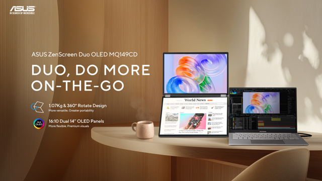 ASUS, ZenScreen Duo OLED MQ149CD modelinin piyasaya çıktığını duyurdu. - Resim : 1
