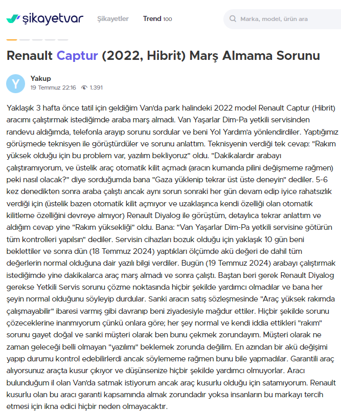 Renault almadan önce bir daha düşünün, yüksek rakımda çalışmıyor servisler çaresiz - Resim : 1