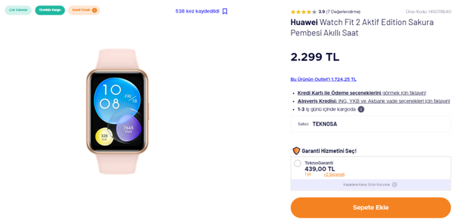 Huawei Watch Fit 2 Artık Neredeyse Bedava, Kaçırmayın - Resim : 1