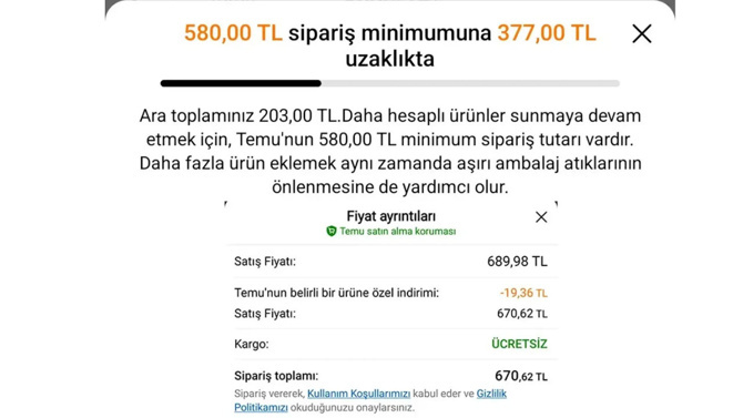 Temu yurt dışı alışveriş sorununu çözdü: Sepet alt limiti değişti - Resim : 1