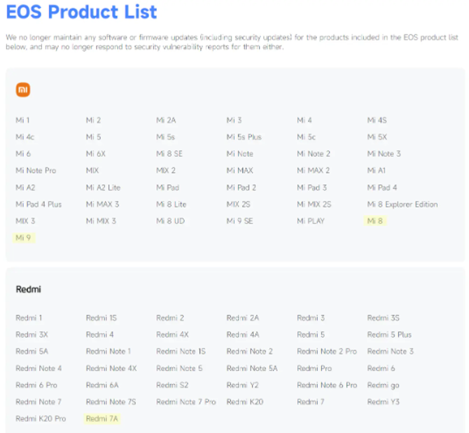 Xiaomi eski modellerine desteğini kesmeye devam ediyor!