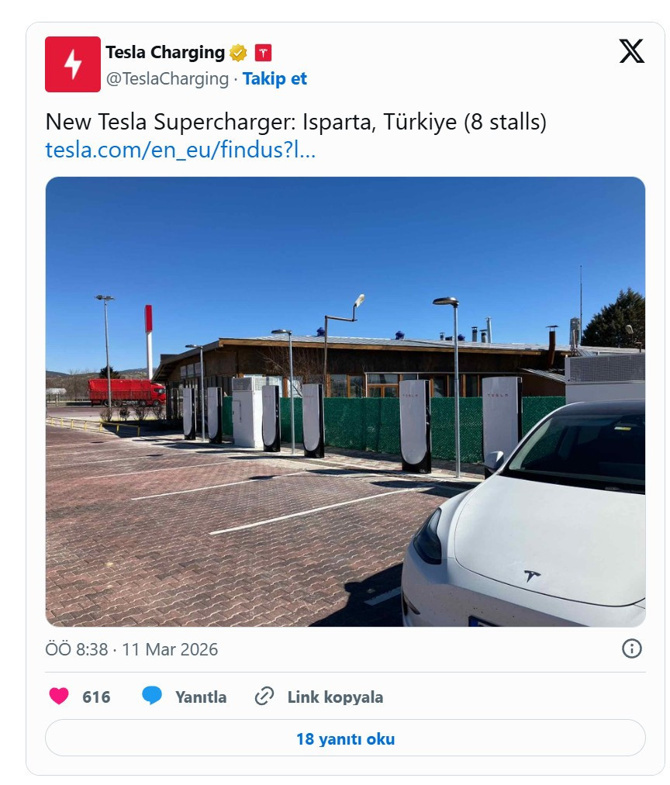 Tesla Supercharger Isparta istasyonu açıldı! - Resim : 1