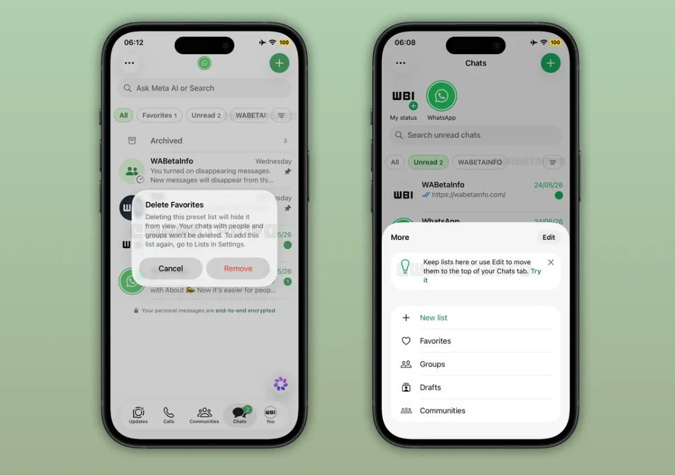 WhatsApp iOS için yeni sohbet listesi sunuyor - Resim : 1