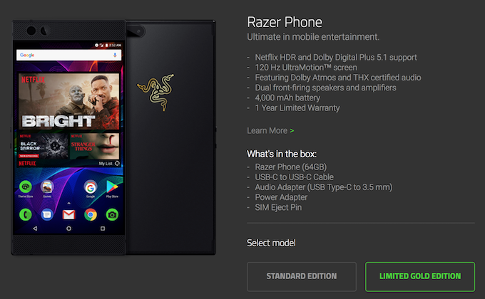 Razer'dan sınırlı sayıda Razer Phone - Resim : 1