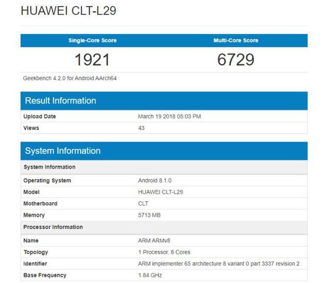 Huawei P20 Pro'nun Geekbench sonuçları sızdı! - Resim : 1