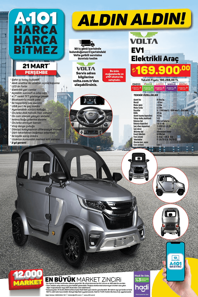 Yok artık; A101 şimdi de uygun fiyata elektrikli otomobil satacak - Resim : 1