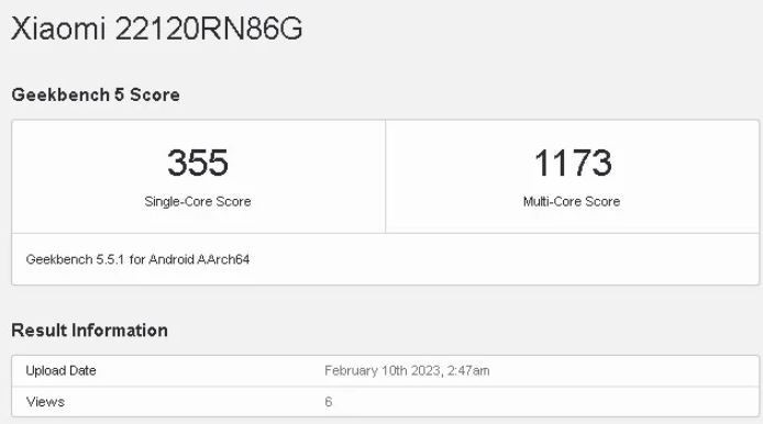 Redmi 12C Geekbench