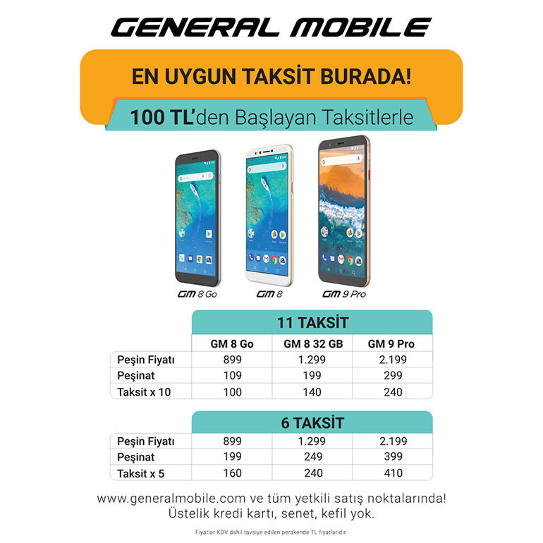 General Mobile'dan 100 TL taksitle telefon kampanyası! - Resim : 1