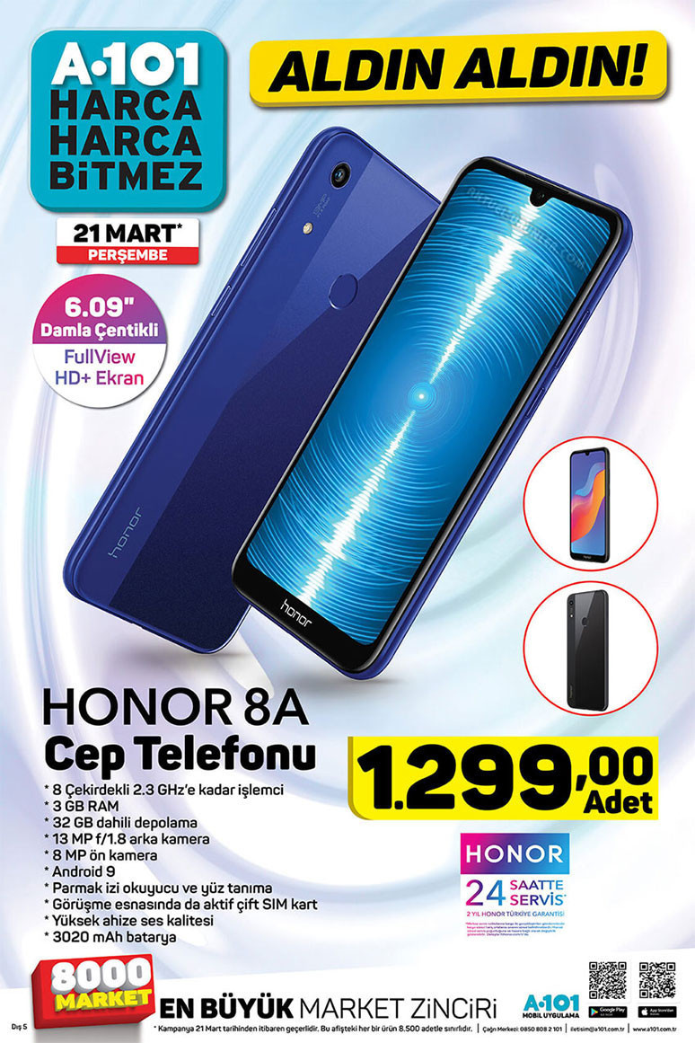 Honor 8A Türkiye'de ilk kez A101'de satılacak - Resim : 1