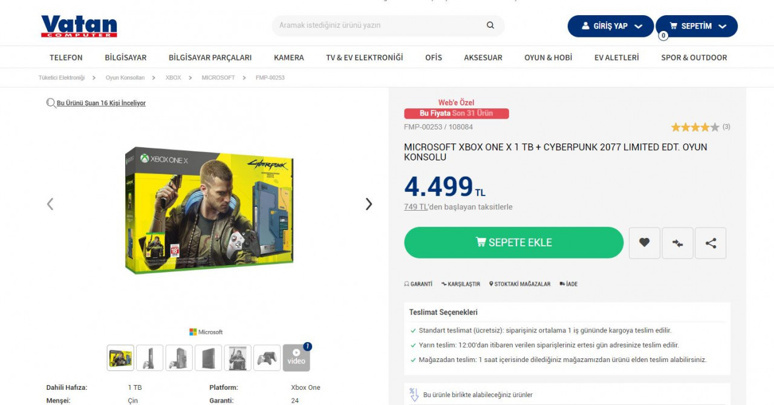 Xbox One X Cyberpunk 2077 sürümü Türkiye'de - Resim : 1