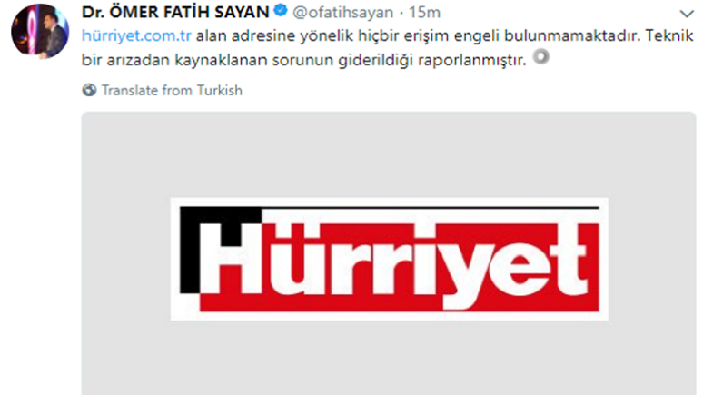 Hürriyet 'erişim krizi' hakkında açıklama yaptı - Resim : 1