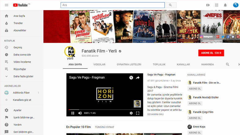 Dizi ve film izleyebileceğiniz en iyi 15 YouTube kanalı - Resim : 1