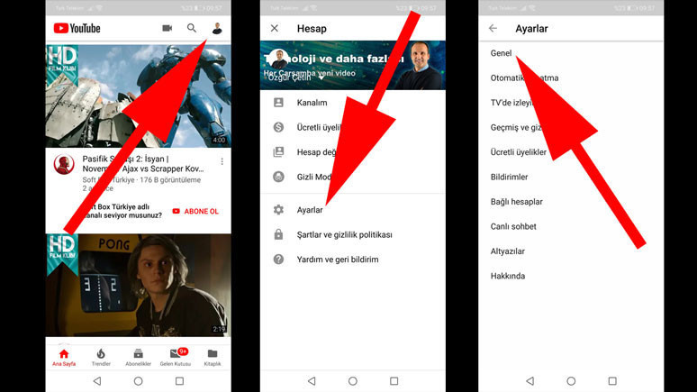 Android'de YouTube Koyu Tema aktif hale getirin - Resim : 1