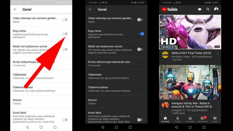 Android'de YouTube Koyu Tema aktif hale getirin - Resim : 2