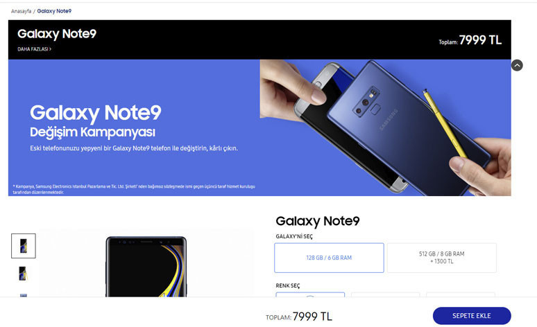 Samsung Galaxy Note 9 artık 7.999 TL! - Resim : 1