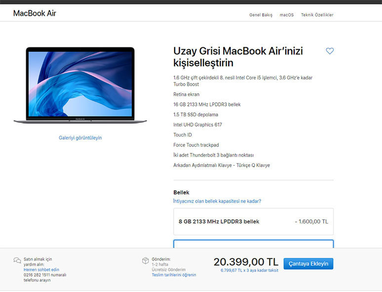 MacBook Air 2018 Türkiye fiyatı belli oldu - Resim : 1