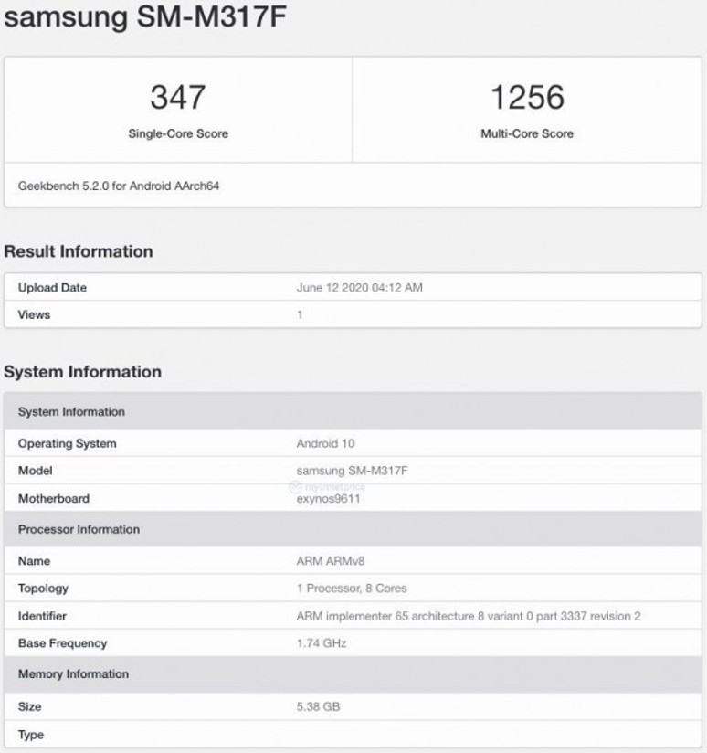 Samsung Galaxy M31s Geekbench listesinde! - Resim : 1