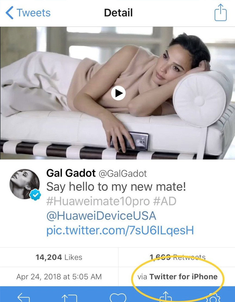 Huawei'nin reklam yüzü iPhone kullanıyor! - Resim : 1