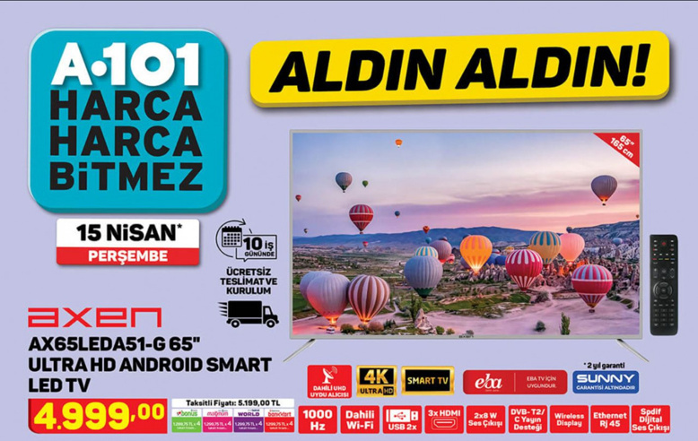 A101 - 15 Nisan 2021 - Uygun fiyatlı TV ve telefon fırsatı! - Resim : 1