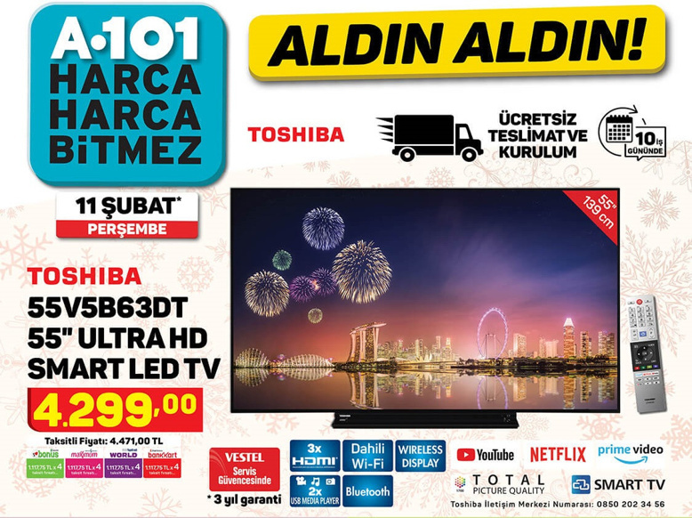 A101 11 Şubat 2021 - Uygun fiyatlı TV ve telefon fırsatı! - Resim : 1