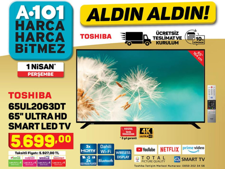 A101 - 1 Nisan 2021 - Uygun fiyatlı TV ve telefon fırsatı! - Resim : 1