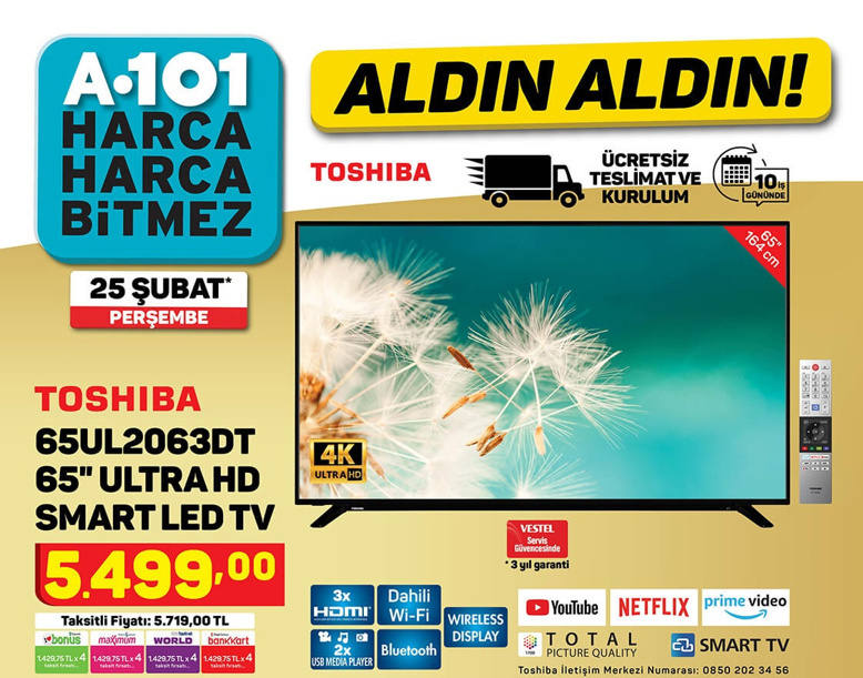 A101 25 Şubat 2021 - Uygun fiyatlı TV ve telefon fırsatı! - Resim : 1