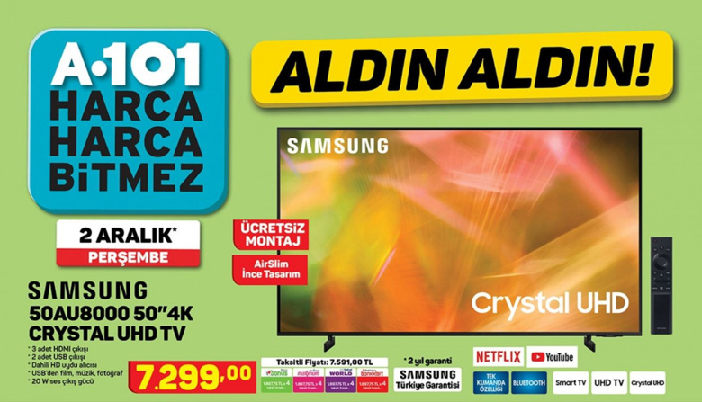 A101'den yine uygun fiyatlı TV ve akıllı telefon fırsatı! - 2 Aralık 2021 - Resim : 1