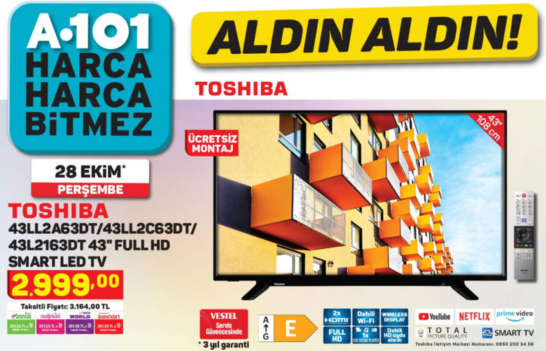 A101 - Uygun fiyatlı TV, akıllı telefon ve kablosuz kulaklık fırsatı! - 28 Ekim 2021 - Resim : 1