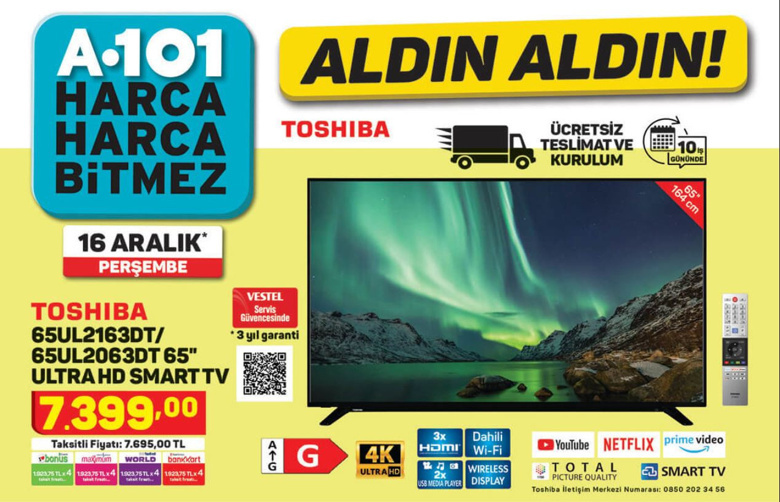 A101 uygun fiyatlı TV ve akıllı telefon fırsatı! - 16 Aralık 2021 - Resim : 1