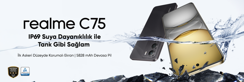 Segmentinde birinci “tank gibi sağlam” realme C75 sudan ucuza Türkiye'de - Resim : 1