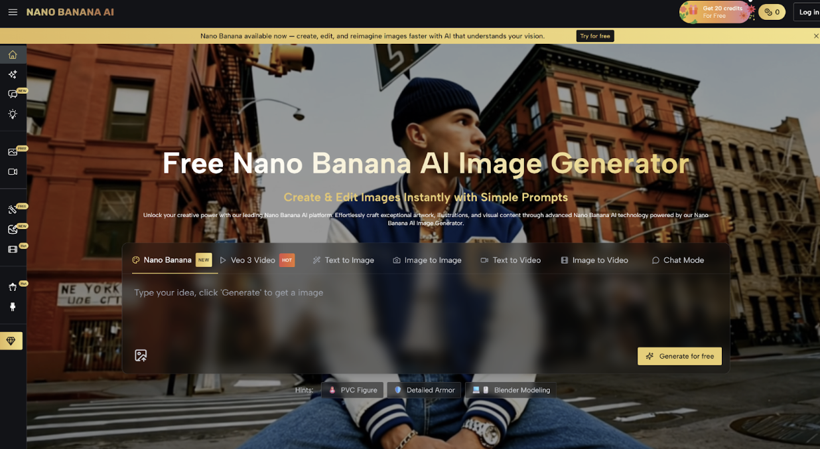 BananaImg AI İncelemesi — Ücretsiz Hepsi Bir Arada AI Görsel ve Video Oluşturucu Çevrimiçi - Resim : 1