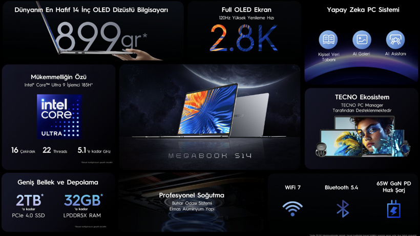 TECNO’dan rekor kıran inovasyon: Megabook S14 sadece 899 gram ağırlığında