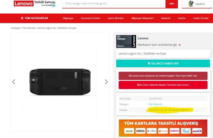 Lenovo Legion GO Türkiye fiyatıyla yok artık dedirtti! Valve Steam Deck’in 2 katı fiyatına satılıyor! - Resim : 1