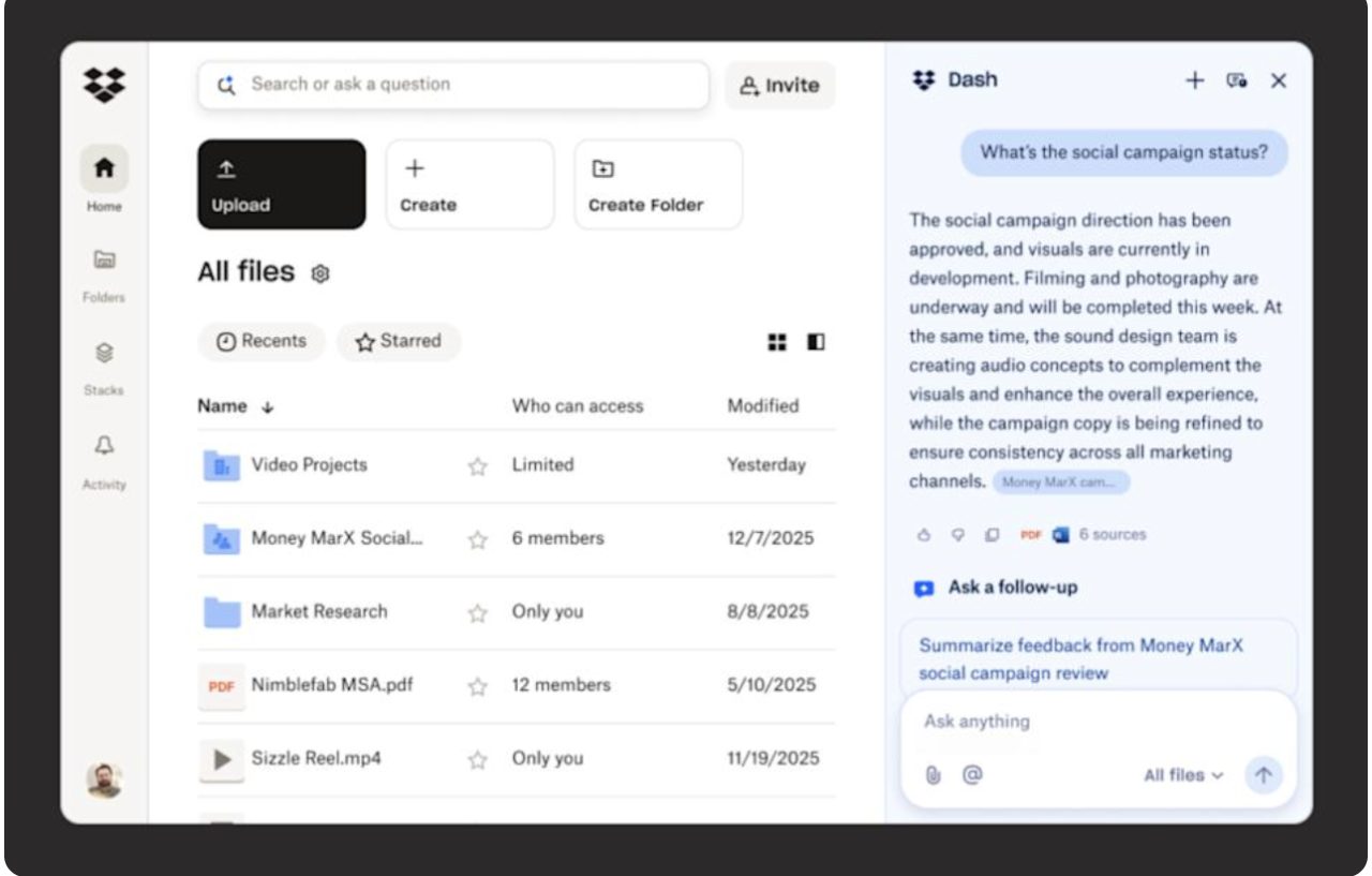 Dropbox yapay zeka özelliklerini duyurdu - Resim : 1